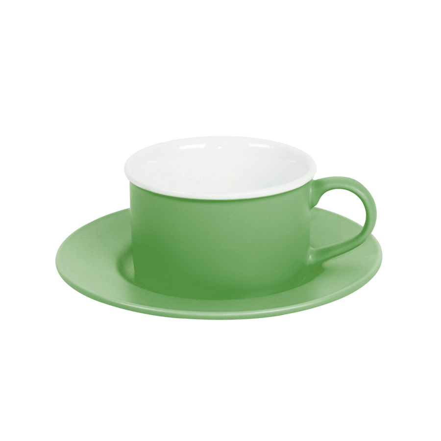 27600/15&nbsp;314.100&nbsp;Чайная пара ICE CREAM, зеленый с белым кантом, 200 мл, фарфор&nbsp;106031
