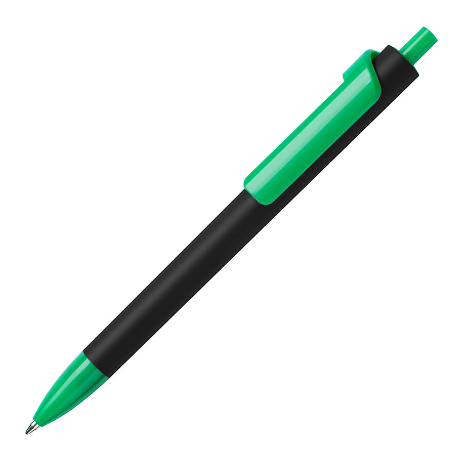 605G/18&nbsp;32.000&nbsp;Ручка шариковая FORTE SOFT BLACK, черный/зеленый, пластик, покрытие soft touch&nbsp;52666