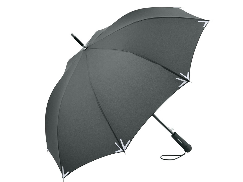 100075&nbsp;4505.260&nbsp;Зонт-трость «Safebrella» с фонариком и светоотражающими элементами, серый&nbsp;210574