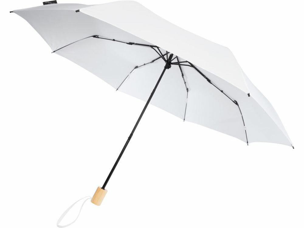 10914501&nbsp;2761.000&nbsp;Birgit, складной ветроустойчивой зонт диаметром 21 дюйм из переработанного ПЭТ, белый&nbsp;164409