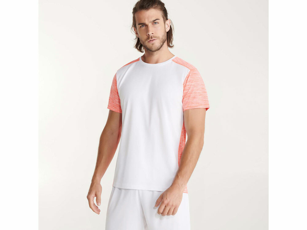 665301244XL&nbsp;941.850&nbsp;Спортивная футболка "Zolder" мужская, белый/меланжевый неоновый коралловый&nbsp;190508