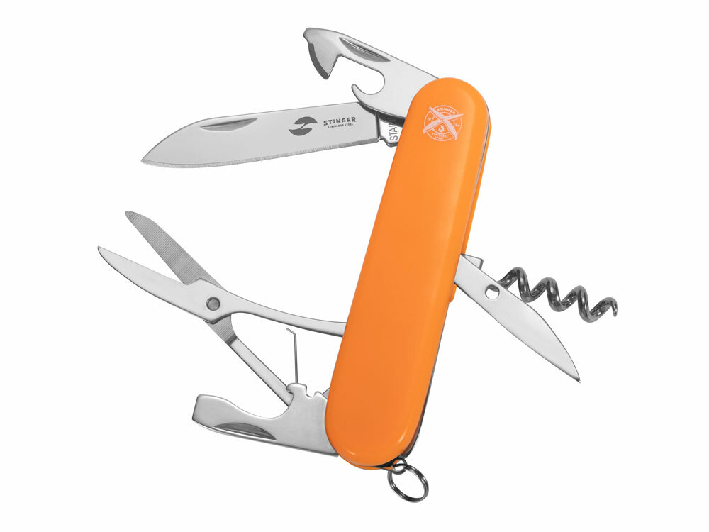 441140&nbsp;950.000&nbsp;Нож перочинный Stinger, 90 мм, 11 функций, материал рукояти: АБС-пластик (оранжевый)&nbsp;222319