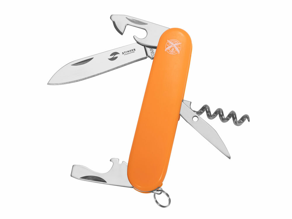 441143&nbsp;900.000&nbsp;Нож перочинный Stinger, 90 мм, 10 функций, материал рукояти: АБС-пластик (оранжевый)&nbsp;222329