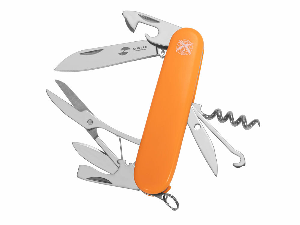 441137&nbsp;1160.000&nbsp;Нож перочинный Stinger, 90 мм, 13 функций, материал рукояти: АБС-пластик (оранжевый)&nbsp;222325