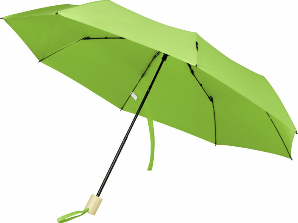 10914563&nbsp;2766.000&nbsp;Birgit, складной ветроустойчивый зонт диаметром 21 дюйм из переработанного ПЭТ, зеленый лайм&nbsp;223008
