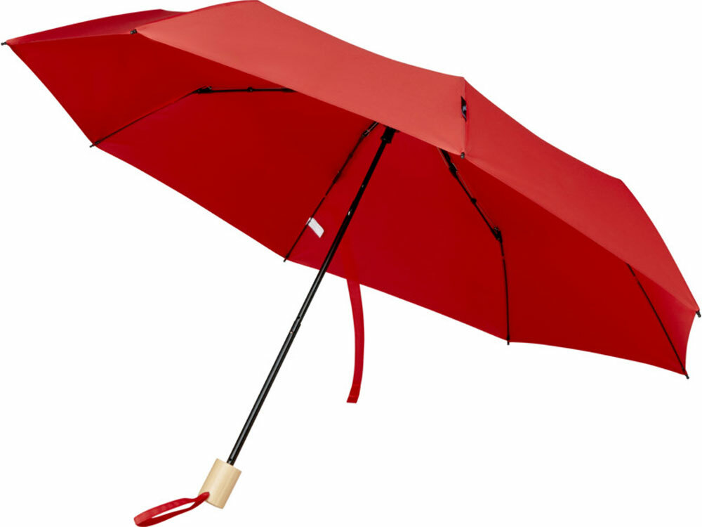 10914521&nbsp;2766.000&nbsp;Birgit, складной ветроустойчивый зонт диаметром 21 дюйм из переработанного ПЭТ, красный&nbsp;223007