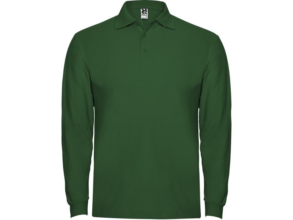 6635PO56L&nbsp;2202.400&nbsp;Рубашка поло "Estrella" мужская с длинным рукавом, бутылочный зеленый&nbsp;201940
