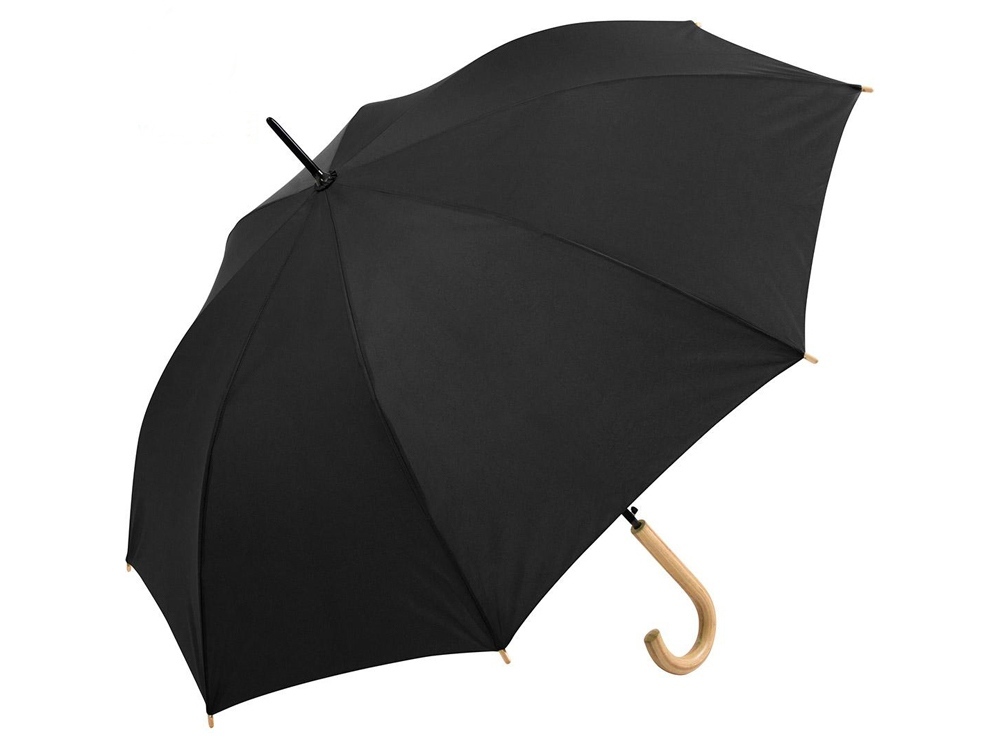 100004&nbsp;2045.260&nbsp;Зонт-трость «Okobrella» с деревянной ручкой и куполом из переработанного пластика, черный&nbsp;210507