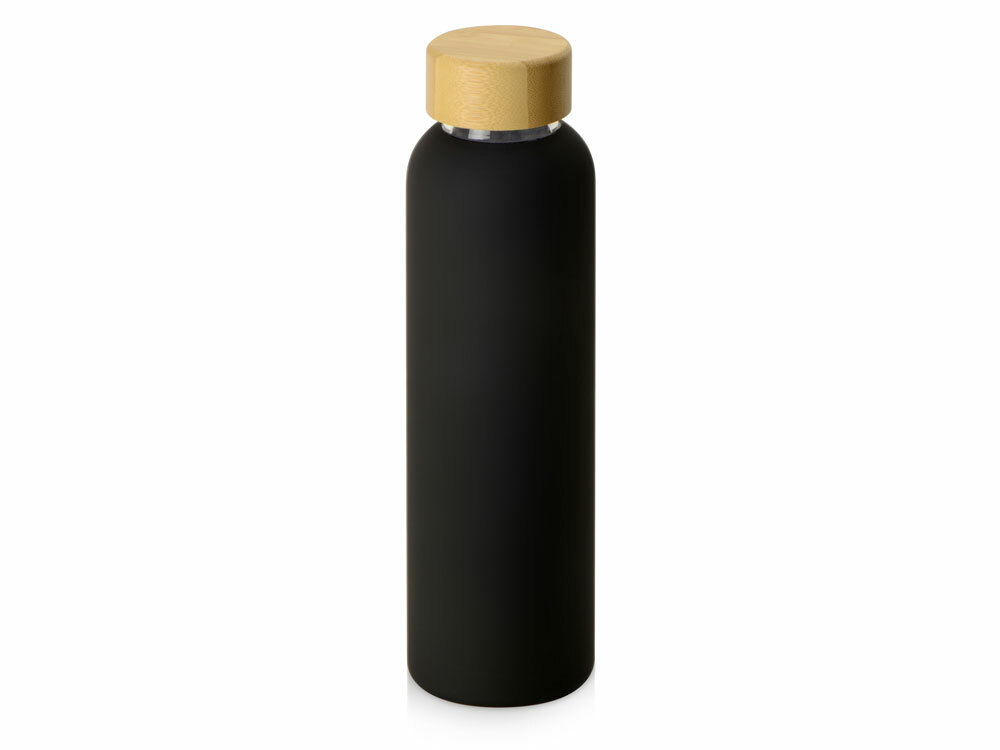 828707p&nbsp;594.030&nbsp;Стеклянная бутылка с бамбуковой крышкой «Foggy», 600мл, черный (Р)&nbsp;209343