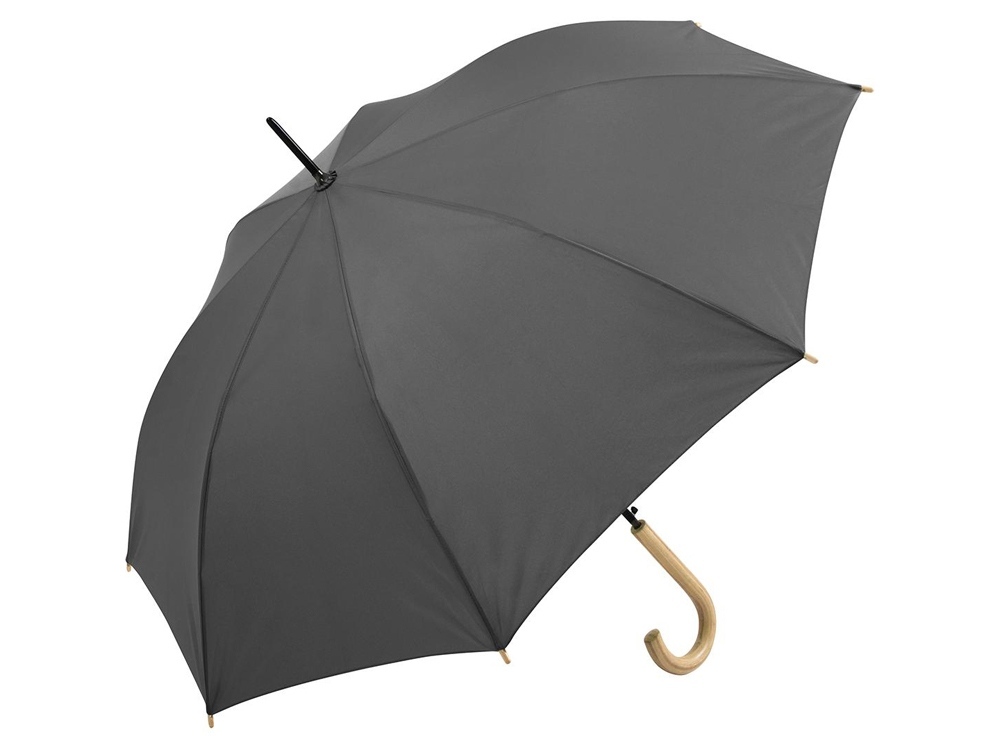 100005&nbsp;2045.260&nbsp;Зонт-трость «Okobrella» с деревянной ручкой и куполом из переработанного пластика, серый&nbsp;210508