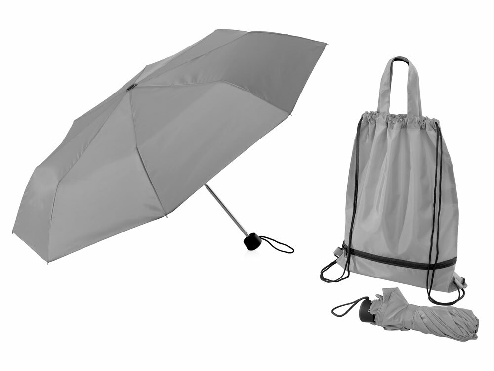 920017&nbsp;1309.950&nbsp;Зонт «Picau» из переработанного пластика в сумочке, серый&nbsp;216027