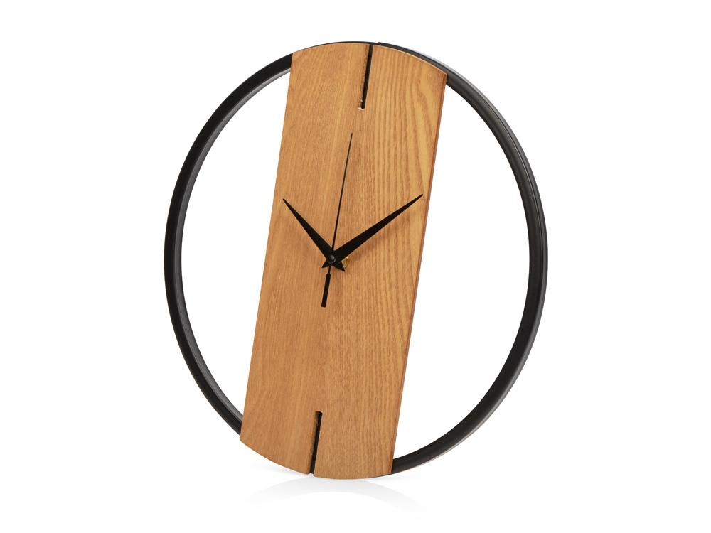 186237&nbsp;1951.510&nbsp;Деревянные часы с металлическим ободом, диаметр 30 см, "Time Wheel", натуральный/черный&nbsp;229966