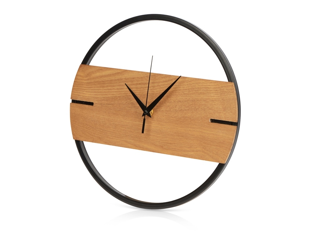 186239&nbsp;1951.510&nbsp;Деревянные часы с металлическим ободом, диаметр 30 см, "Time Wheel" горизонтальные, натуральный/черн&nbsp;229967