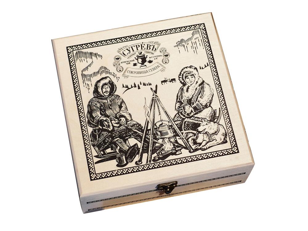 700421&nbsp;3757&nbsp;Подарочный набор c чаем "Сокровища Севера" в деревянной шкатулке&nbsp;243975