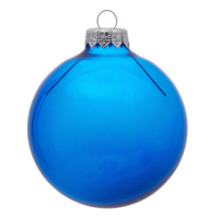 370313&nbsp;239&nbsp;Стеклянный елочный шар "Christmas bauble", синий прозрачный, с серебристым колпачком в черной коробке&nbsp;274388