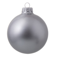 370314&nbsp;239&nbsp;Стеклянный елочный шар "Christmas bauble", серебро, металлик, с серебристым колпачком в черной коробке&nbsp;274389