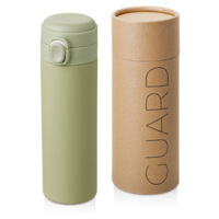 827513W&nbsp;1825.23&nbsp;Вакуумная термокружка Waterline c кнопкой «Guard», 400 мл, тубус, оливковый&nbsp;282085