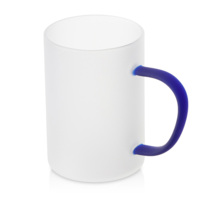 852062&nbsp;549&nbsp;Стеклянная матовая кружка "Акцент" с цветной ручкой для сублимации, синий&nbsp;279544